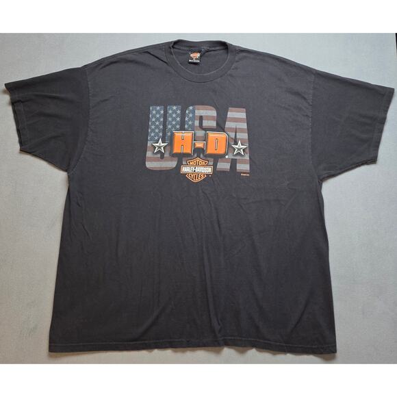 Harley-Davidson Other - Harley Davidson Mens 4X Black T Shirt USA Salina Kansas 2003 Stars‎ Stripes